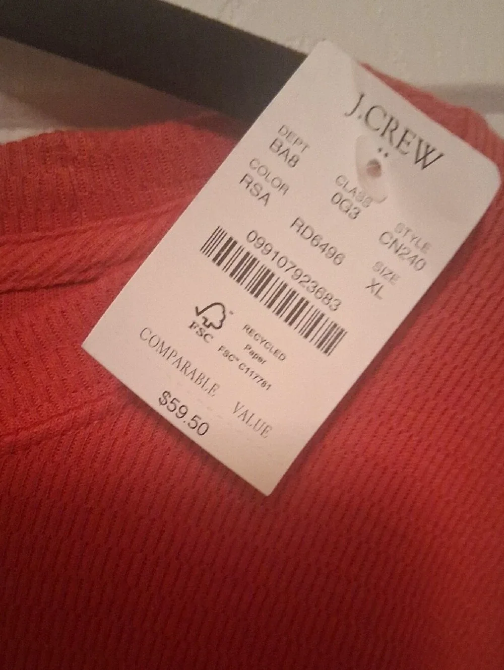 Men’s Crewneck LS Textured Shirt — Orange Xl